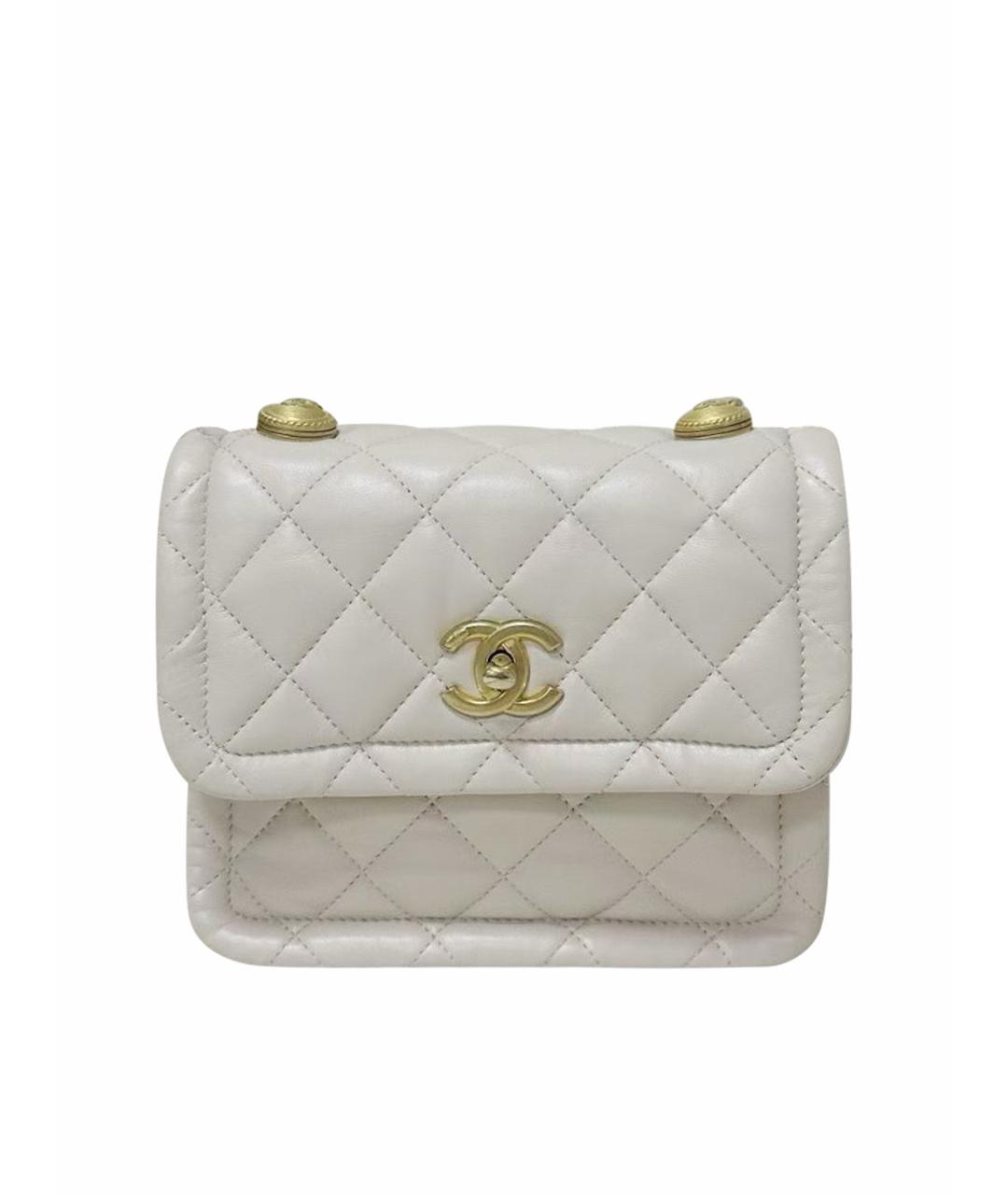 CHANEL Белая кожаная сумка через плечо, фото 1