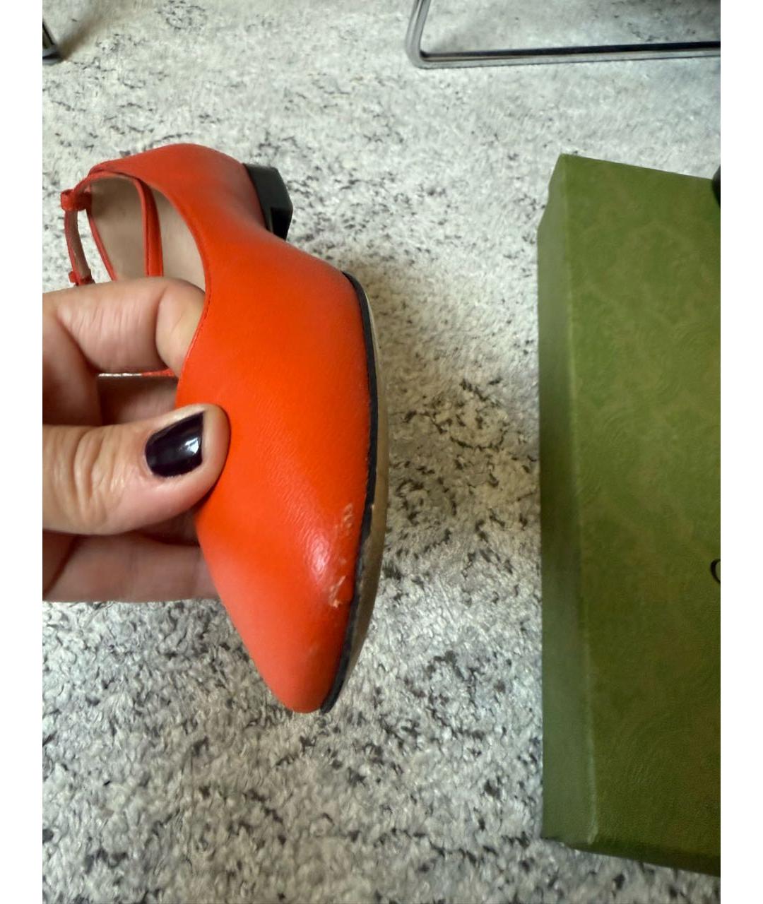 GUCCI Оранжевое кожаные балетки, фото 8