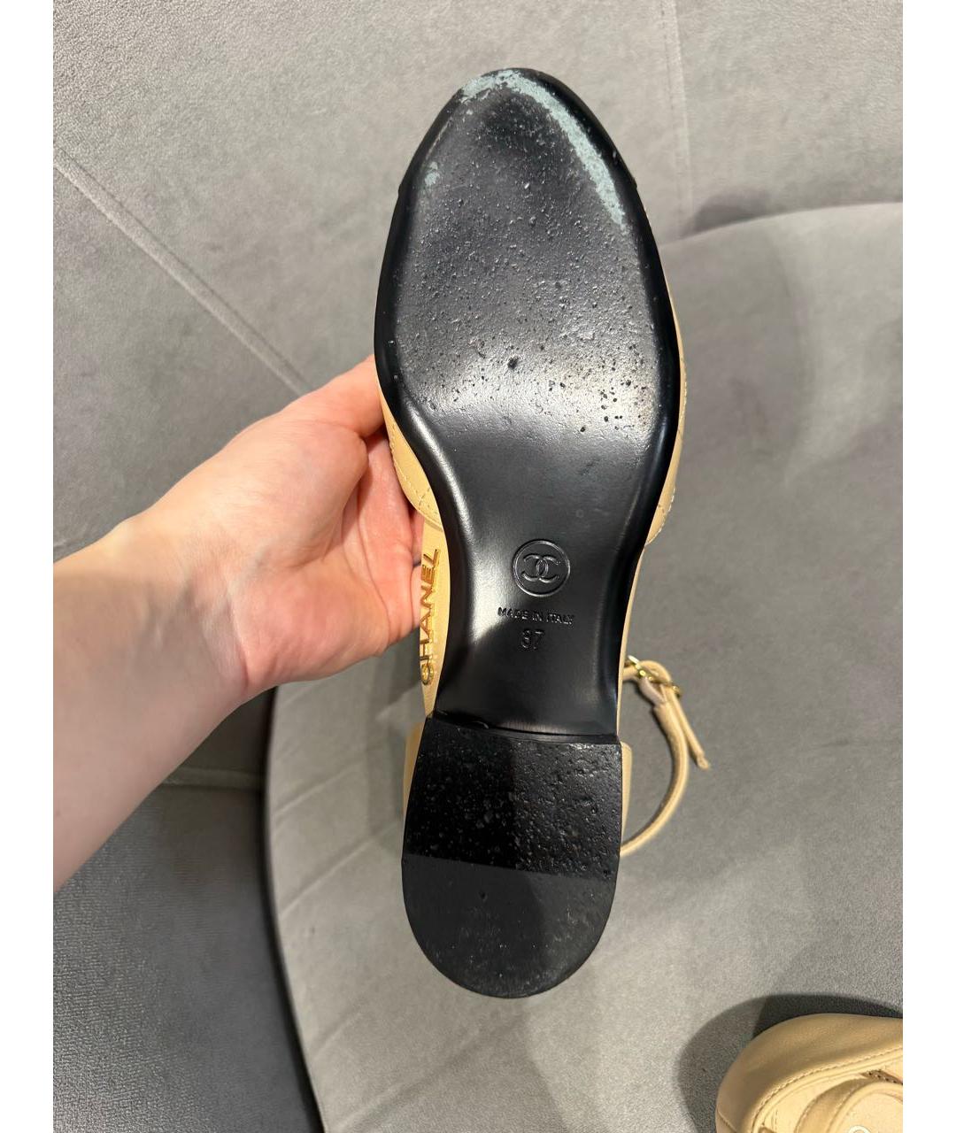 CHANEL Белые кожаные босоножки, фото 7