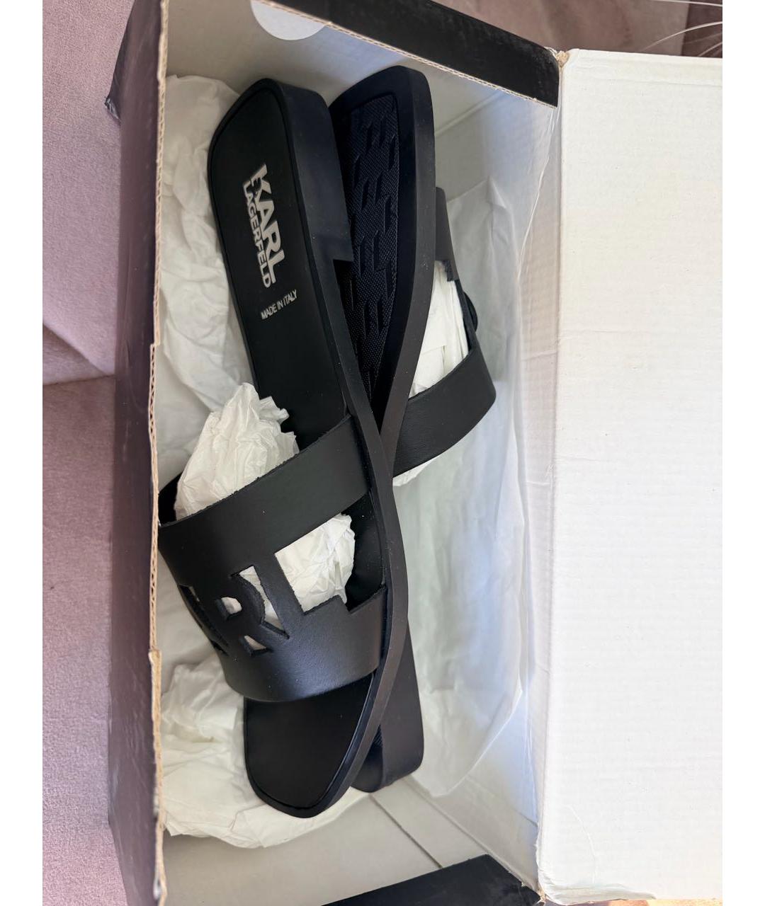 KARL LAGERFELD Черные кожаные мюли, фото 7