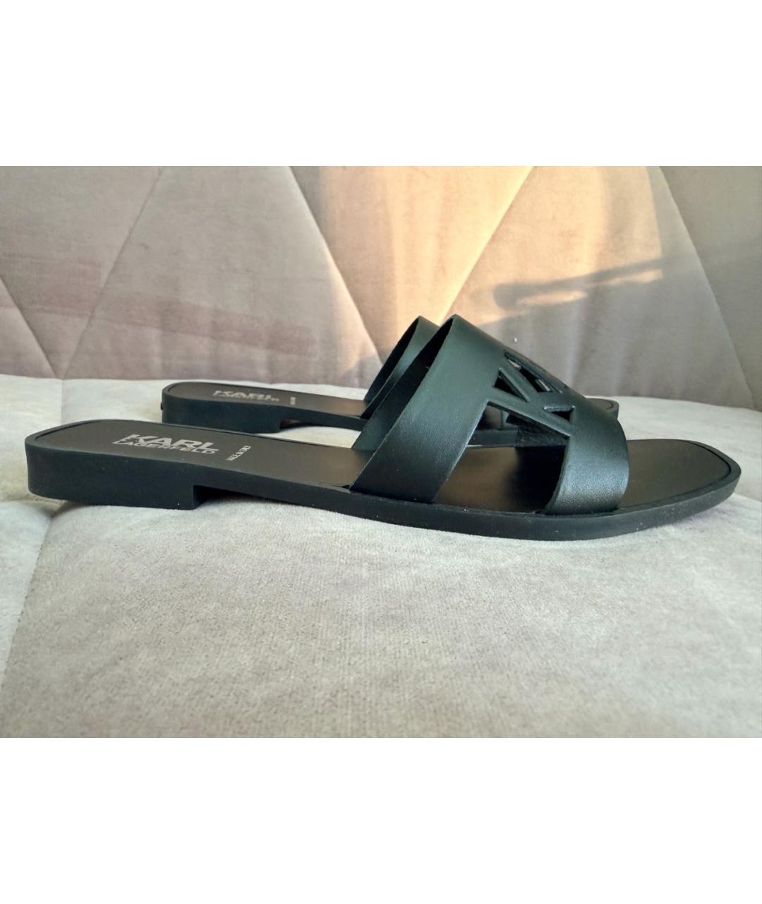 KARL LAGERFELD Черные кожаные мюли, фото 9