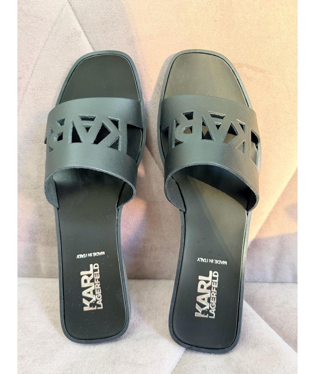 KARL LAGERFELD Черные кожаные мюли, фото 3