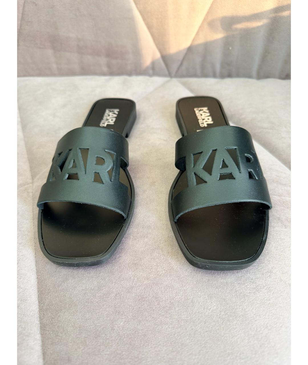 KARL LAGERFELD Черные кожаные мюли, фото 2