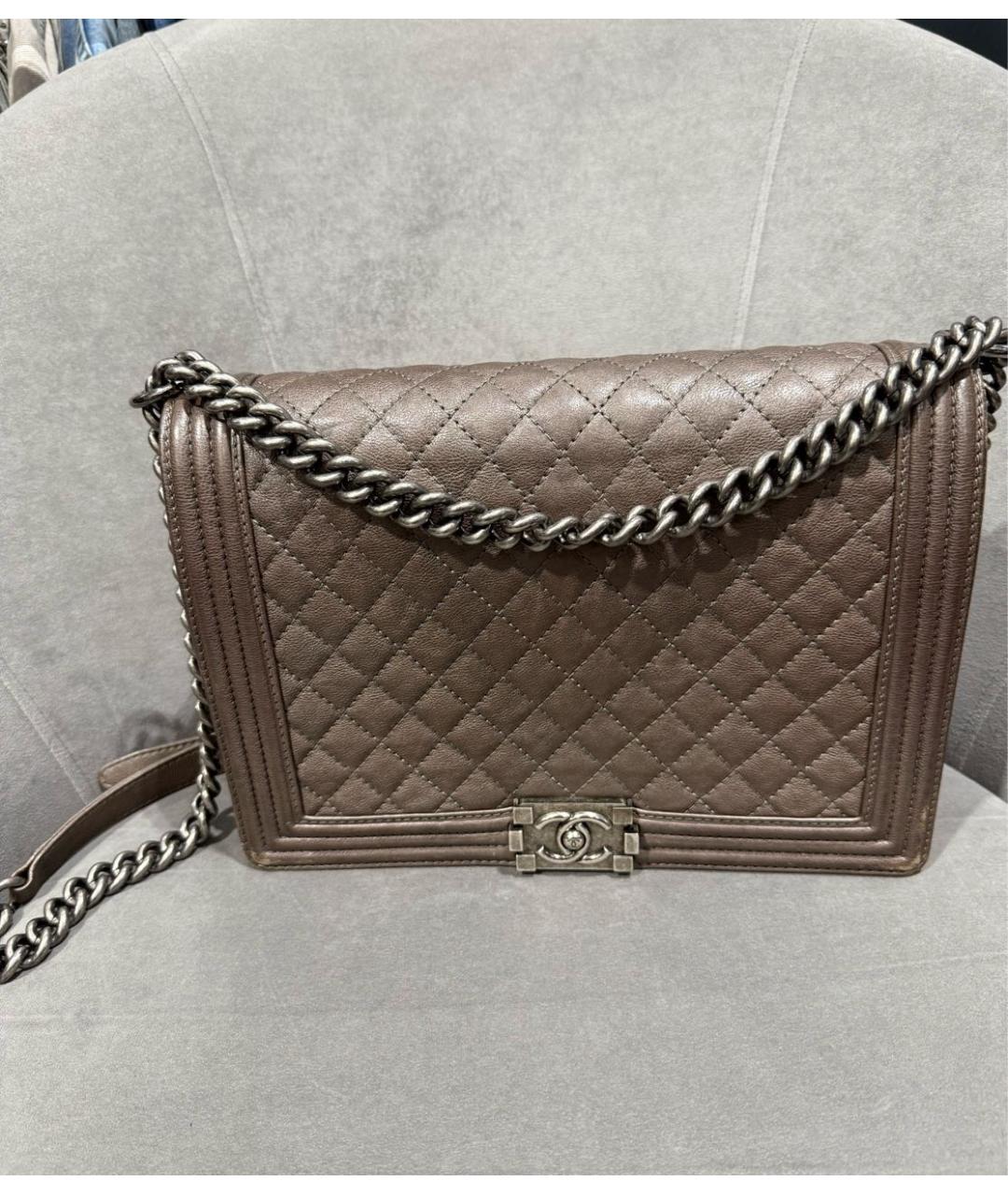 CHANEL Коричневая кожаная сумка через плечо, фото 9