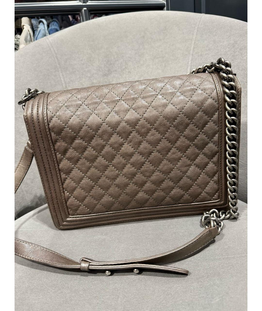 CHANEL Коричневая кожаная сумка через плечо, фото 3