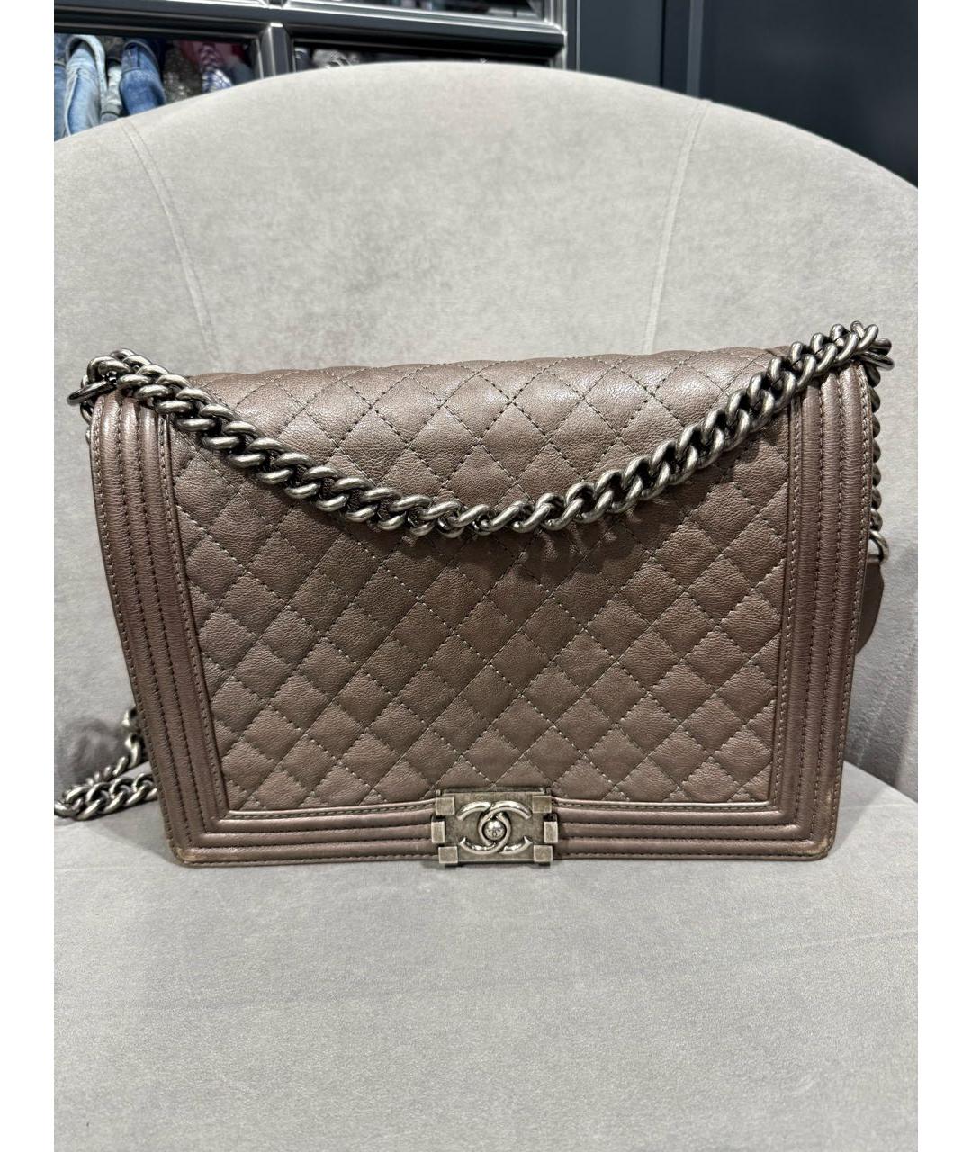 CHANEL Коричневая кожаная сумка через плечо, фото 2