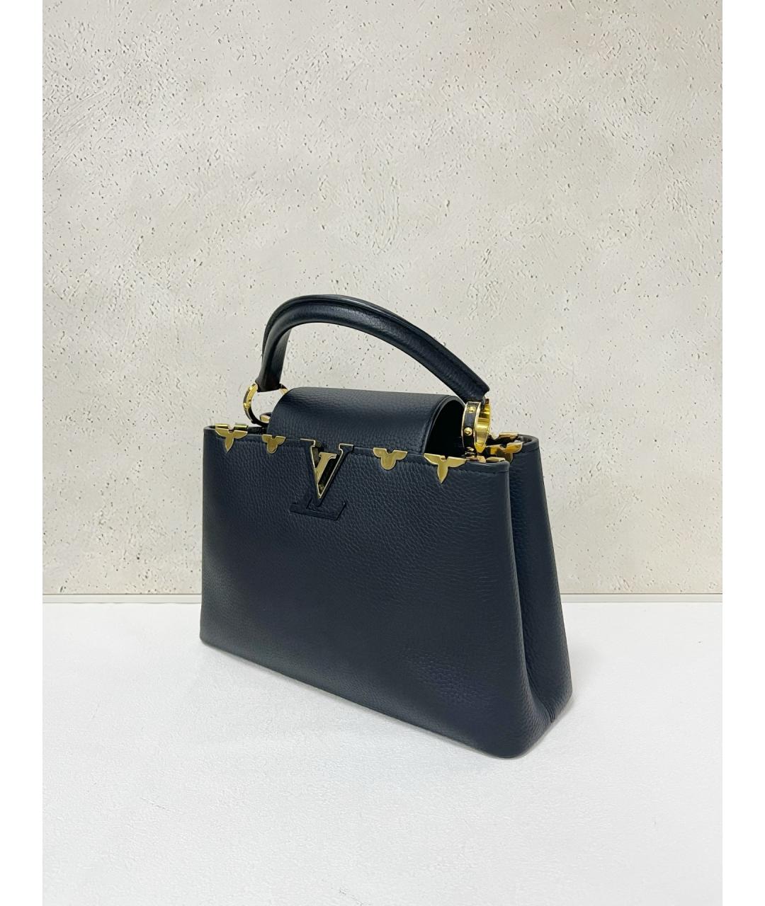 LOUIS VUITTON Черная кожаная сумка тоут, фото 3