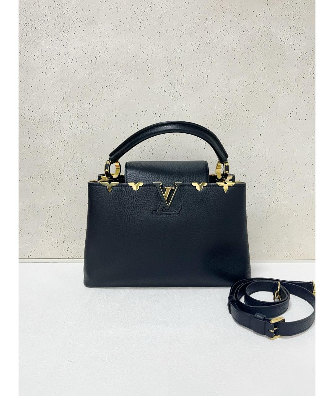 LOUIS VUITTON Черная кожаная сумка тоут, фото 7