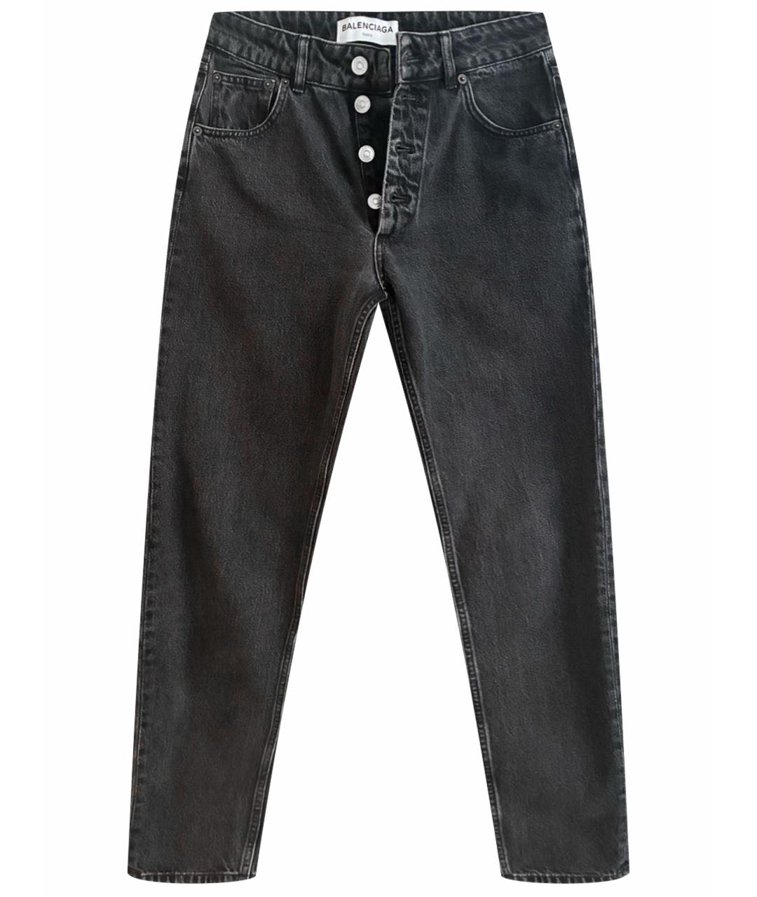 BALENCIAGA Антрацитовые хлопковые джинсы слим, фото 1