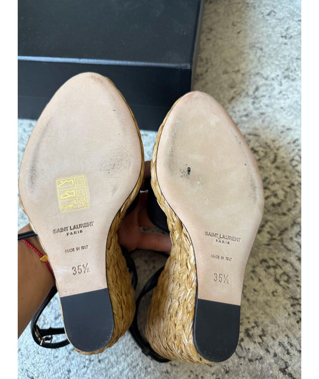 SAINT LAURENT Черные кожаные эспадрильи, фото 5