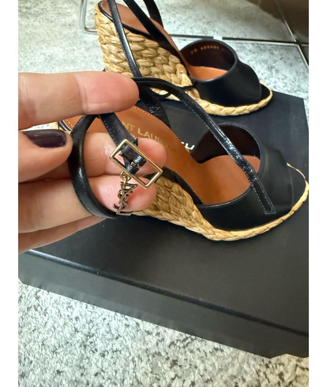 SAINT LAURENT Черные кожаные эспадрильи, фото 3