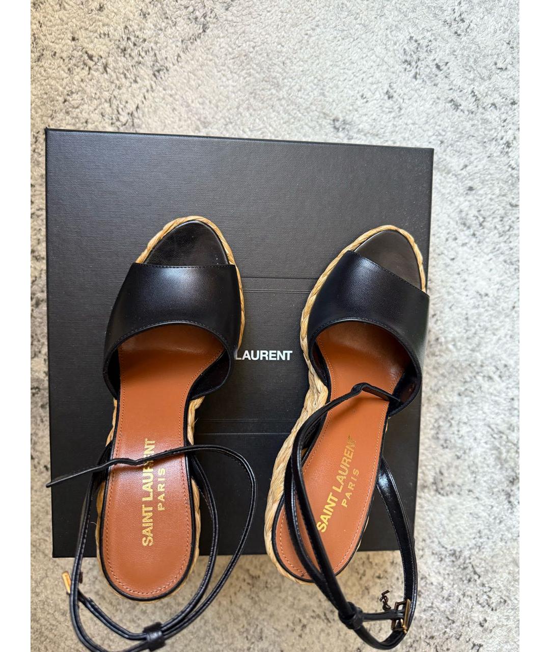 SAINT LAURENT Черные кожаные эспадрильи, фото 2