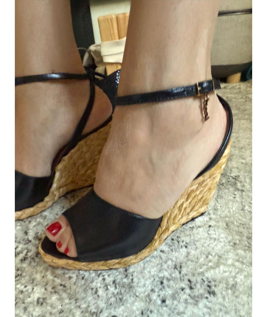 SAINT LAURENT Черные кожаные эспадрильи, фото 7