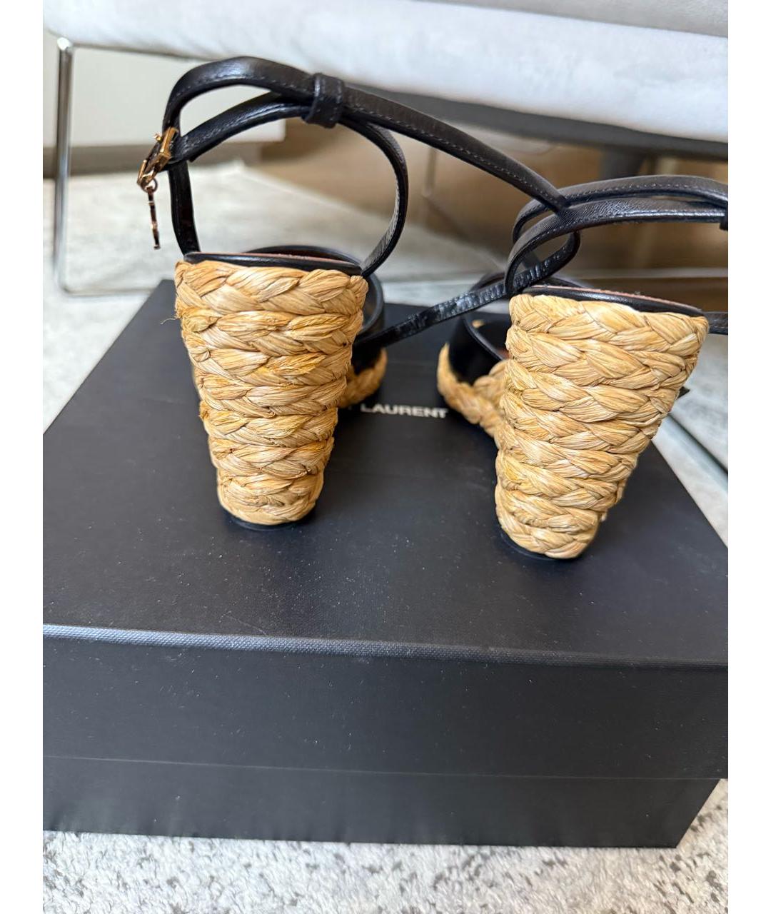 SAINT LAURENT Черные кожаные эспадрильи, фото 4