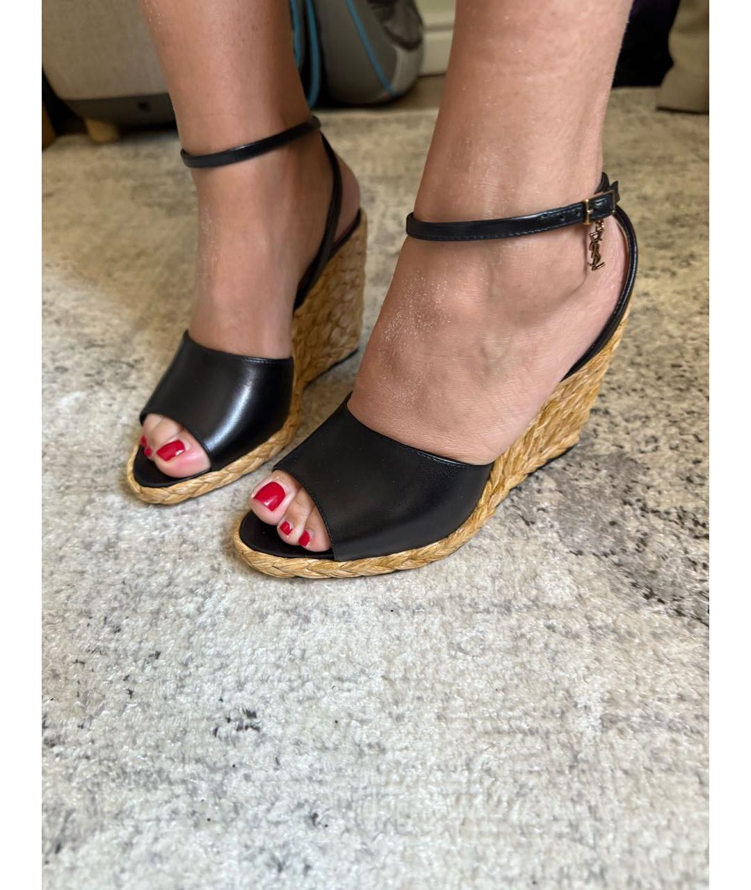 SAINT LAURENT Черные кожаные эспадрильи, фото 8