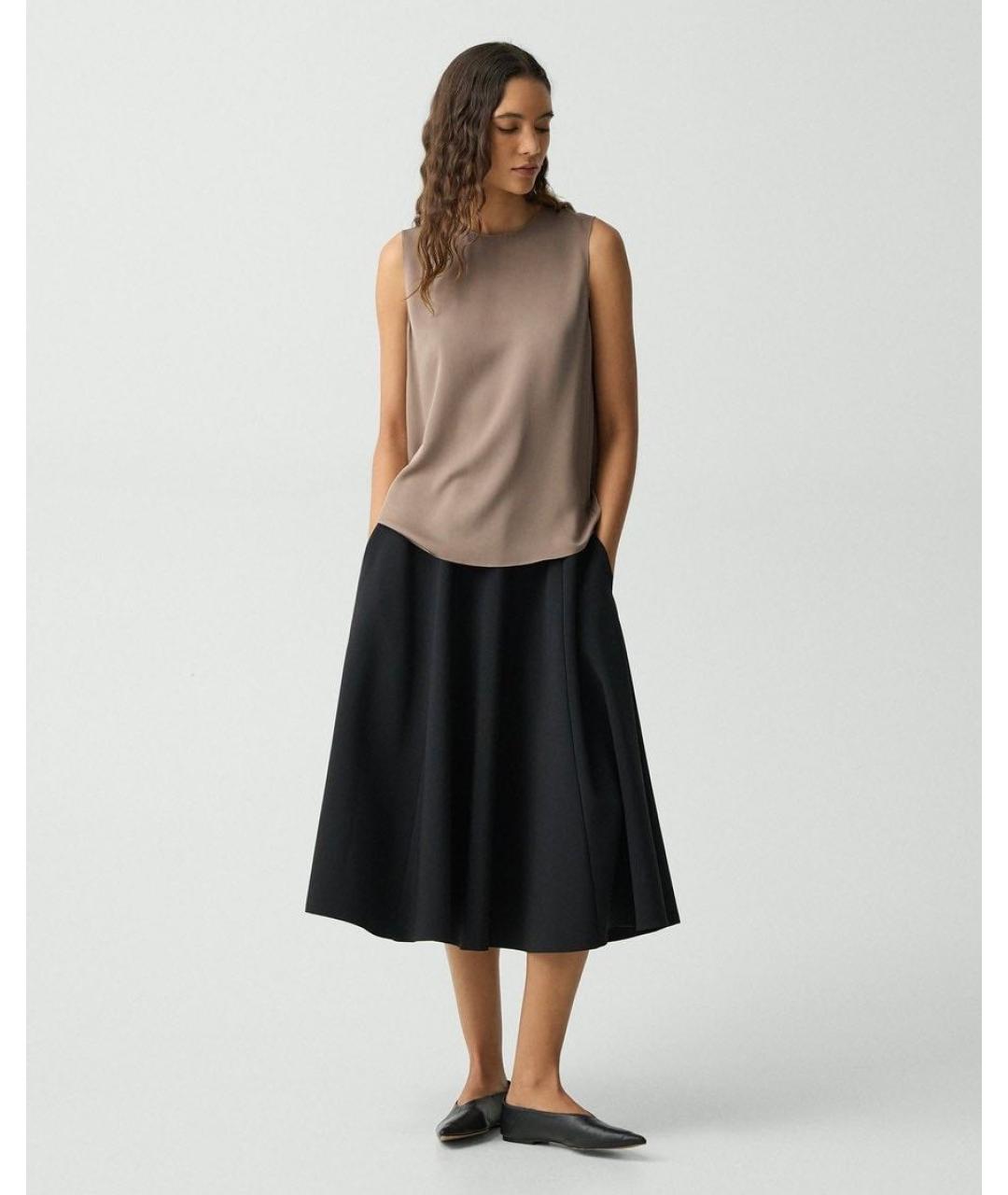 THEORY Коричневая шелковая блузы, фото 2