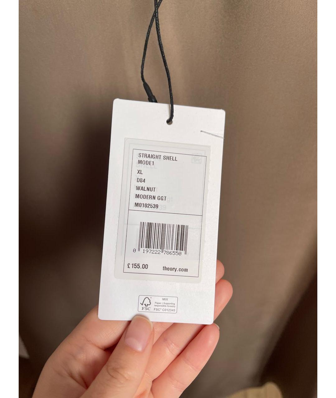 THEORY Коричневая шелковая блузы, фото 8