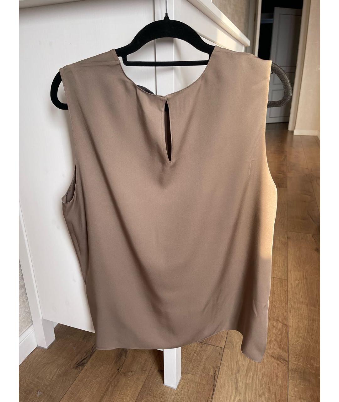THEORY Коричневая шелковая блузы, фото 6