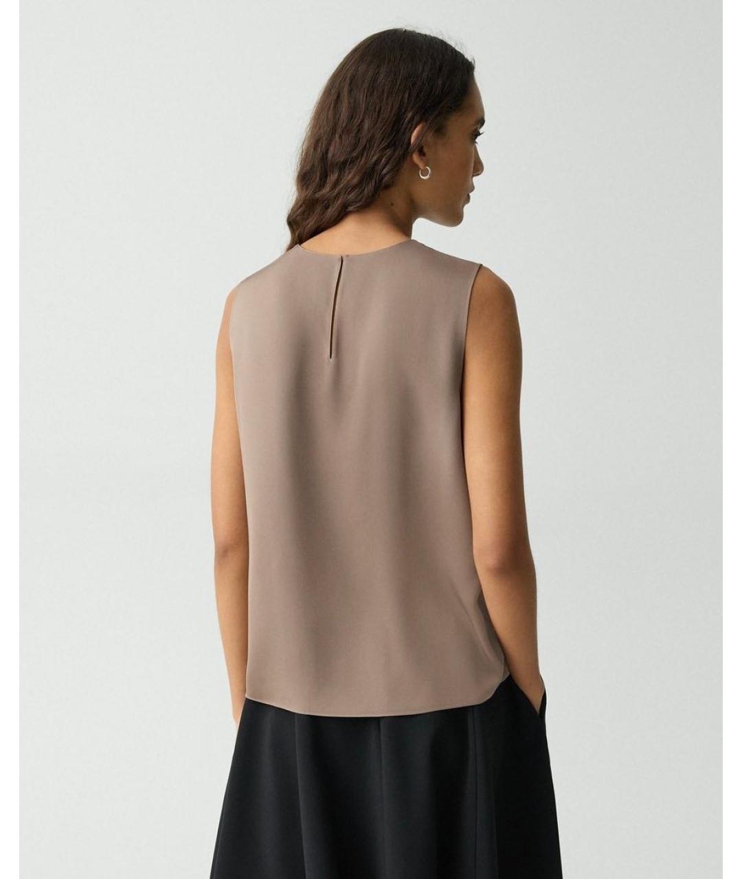 THEORY Коричневая шелковая блузы, фото 3