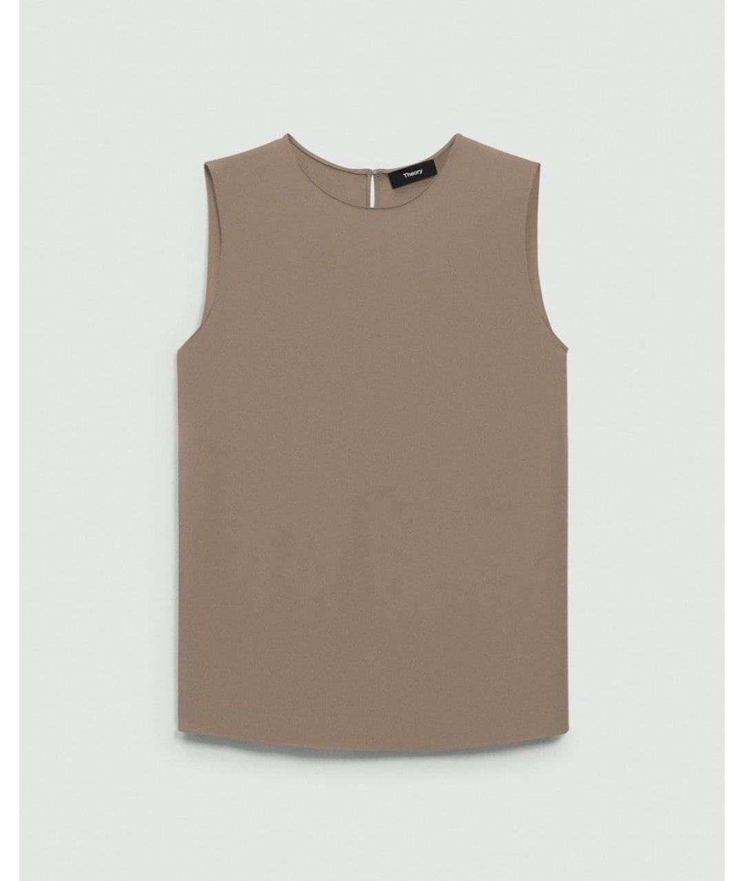 THEORY Коричневая шелковая блузы, фото 9