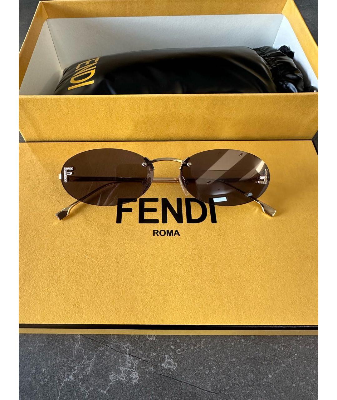 FENDI Черные металлические солнцезащитные очки, фото 5