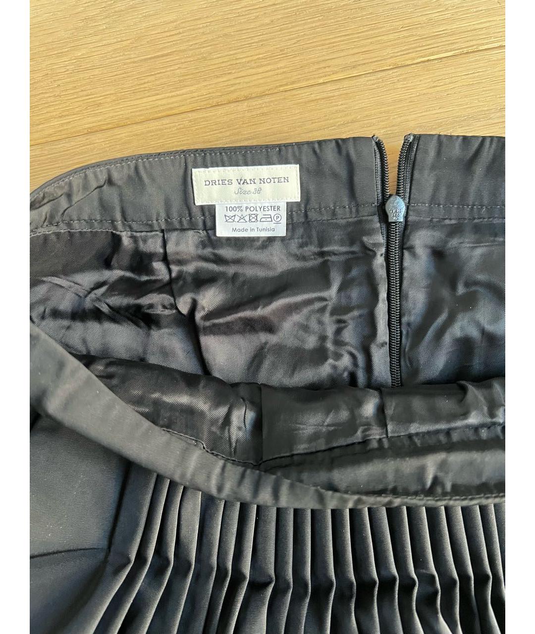 DRIES VAN NOTEN Черная полиэстеровая юбка мини, фото 4