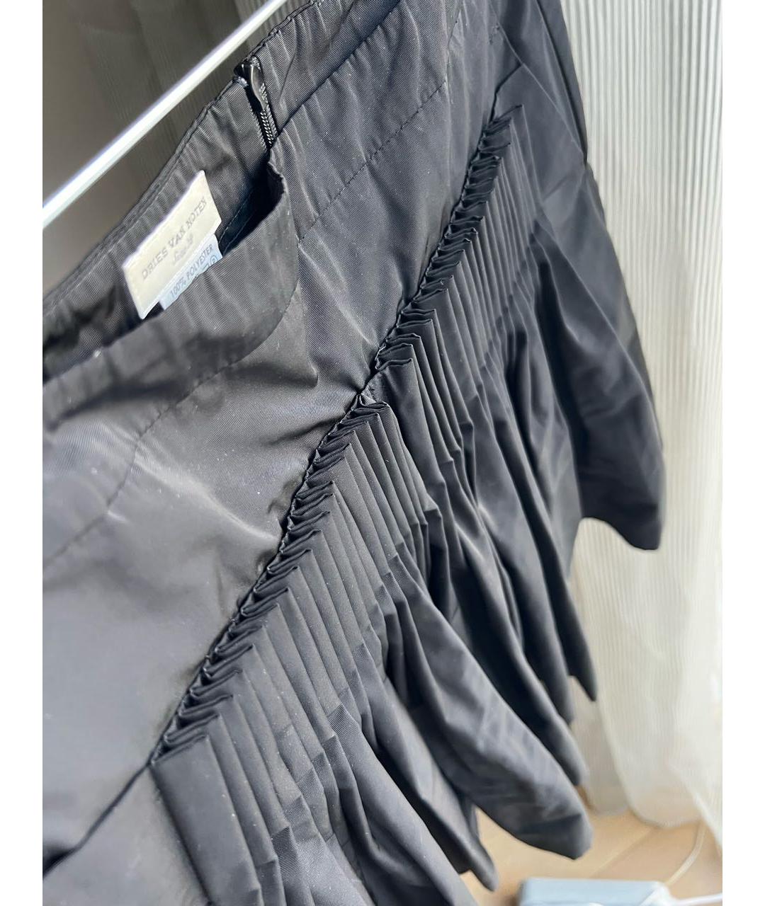 DRIES VAN NOTEN Черная полиэстеровая юбка мини, фото 3