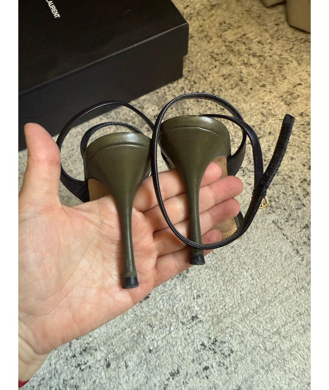 SERGIO ROSSI Хаки кожаные босоножки, фото 3