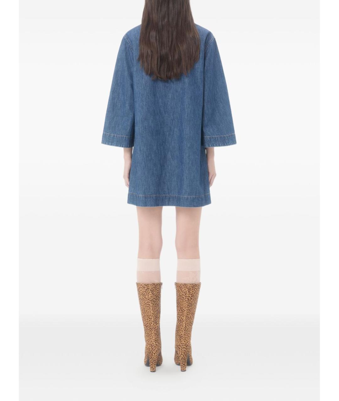 VALENTINO Синее хлопковое повседневное платье, фото 7