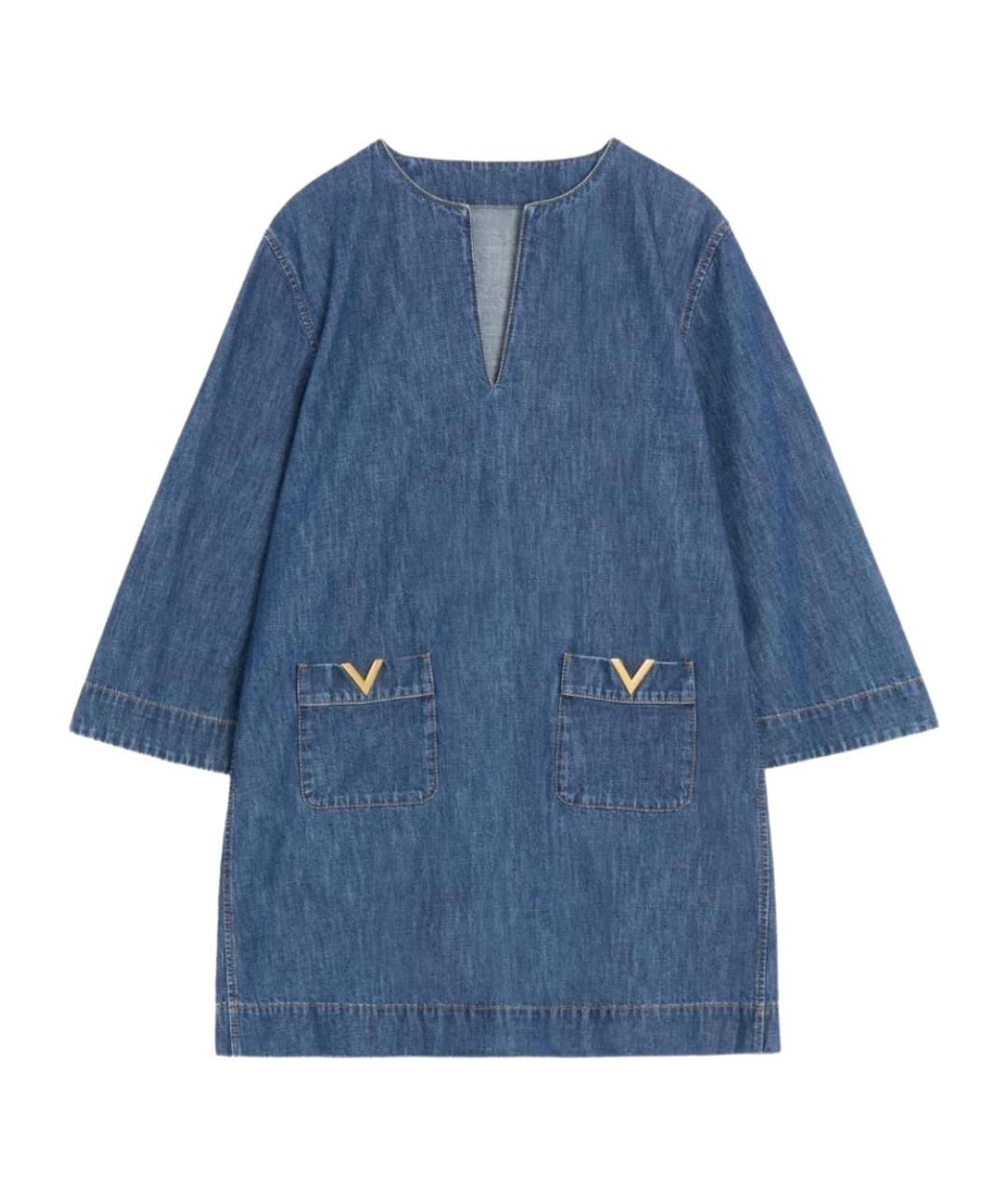 VALENTINO Синее хлопковое повседневное платье, фото 1
