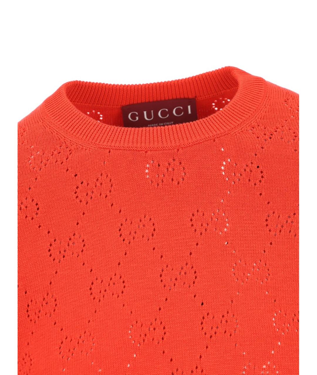 GUCCI Красная хлопковая футболка, фото 2