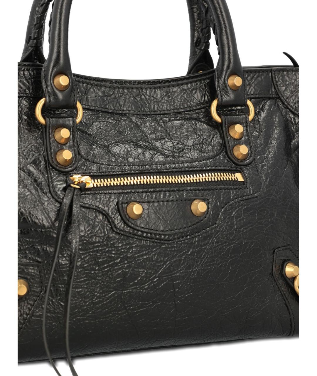 BALENCIAGA Черная кожаная сумка тоут, фото 4