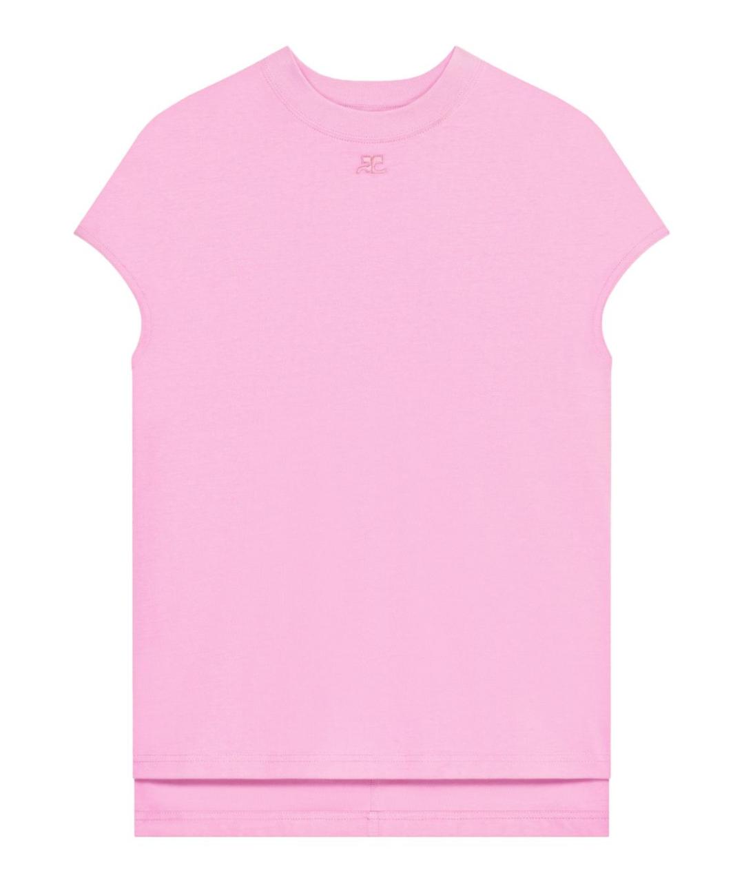 COURREGES Розовая хлопковая футболка, фото 1