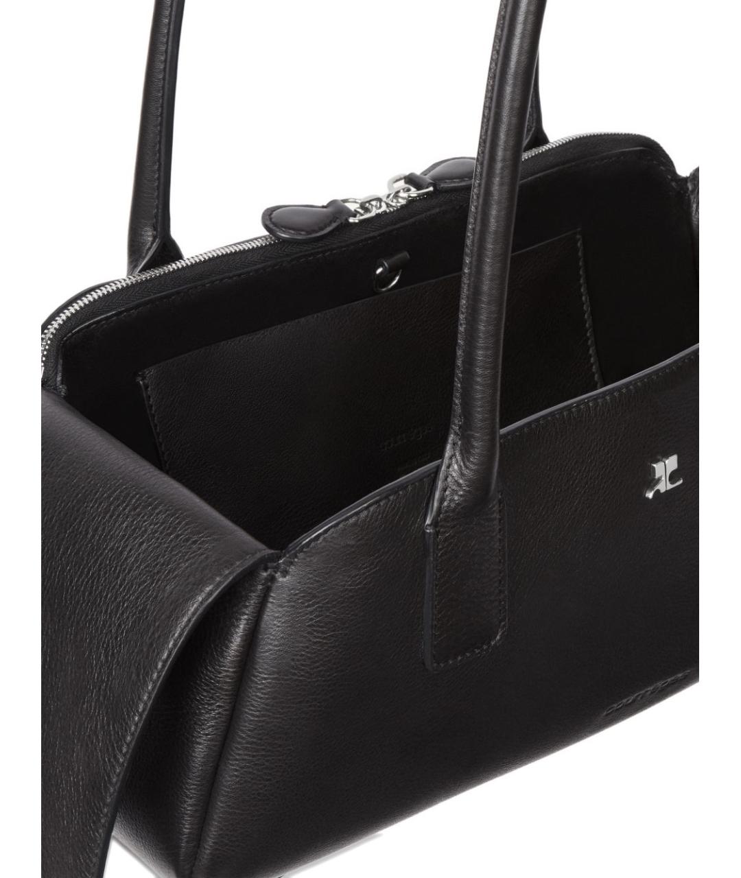 COURREGES Черная кожаная сумка тоут, фото 4
