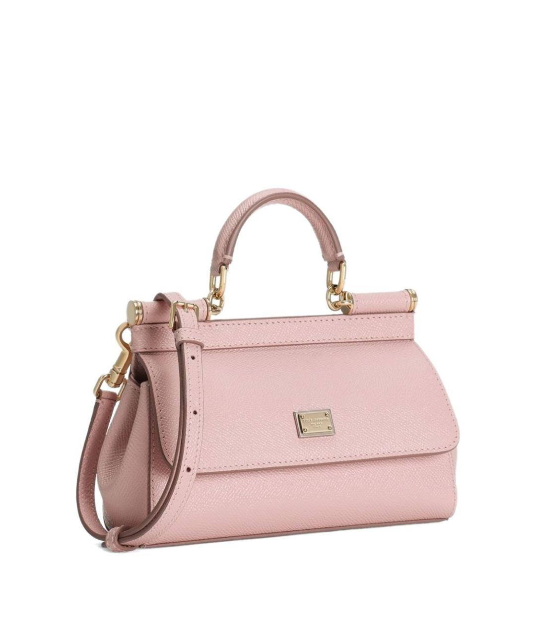 DOLCE&GABBANA Розовая кожаная сумка тоут, фото 2