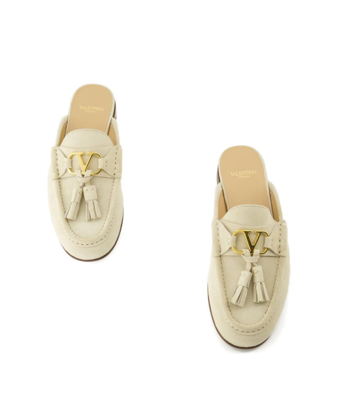 VALENTINO Бежевые кожаные мюли, фото 2