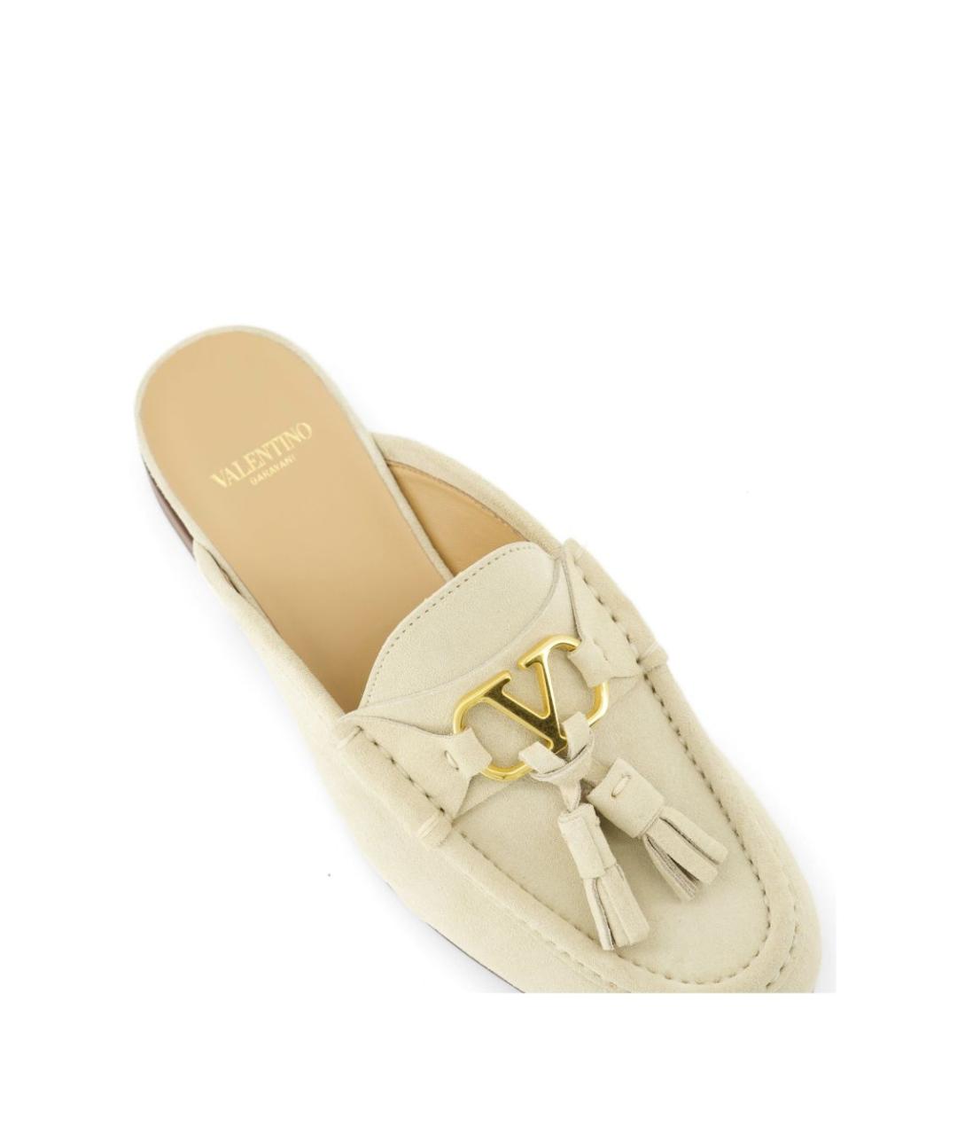 VALENTINO Бежевые кожаные мюли, фото 3