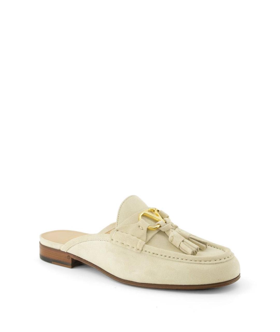 VALENTINO Бежевые кожаные мюли, фото 4