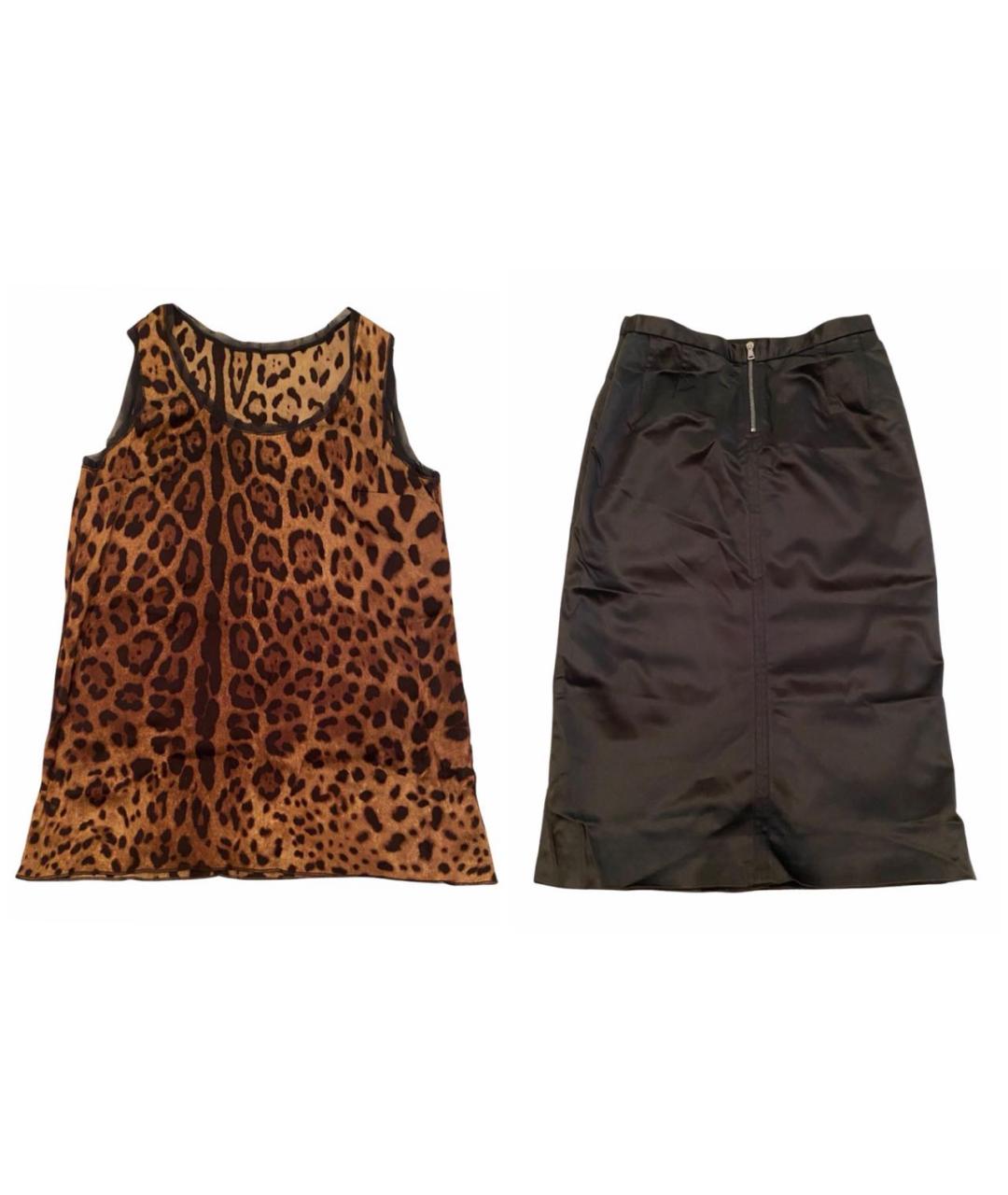 DOLCE&GABBANA Коричневый костюм с юбками, фото 9