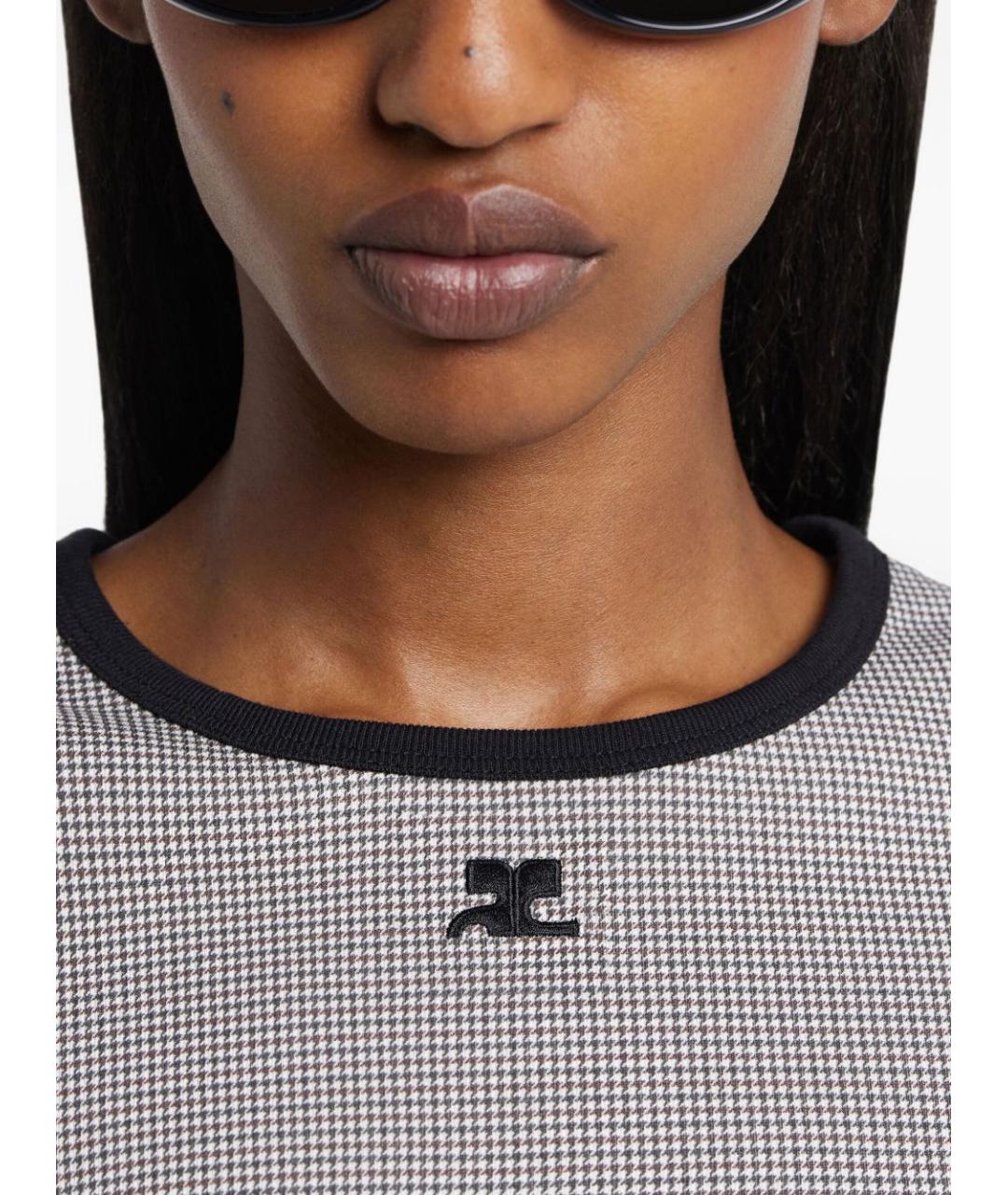 COURREGES Серая хлопковая футболка, фото 2