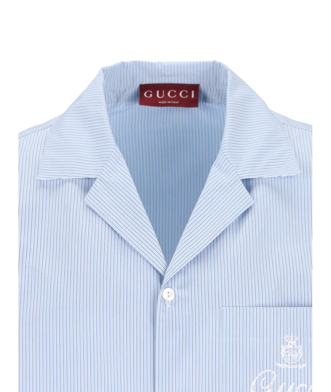 GUCCI Голубая хлопковая кэжуал рубашка, фото 3