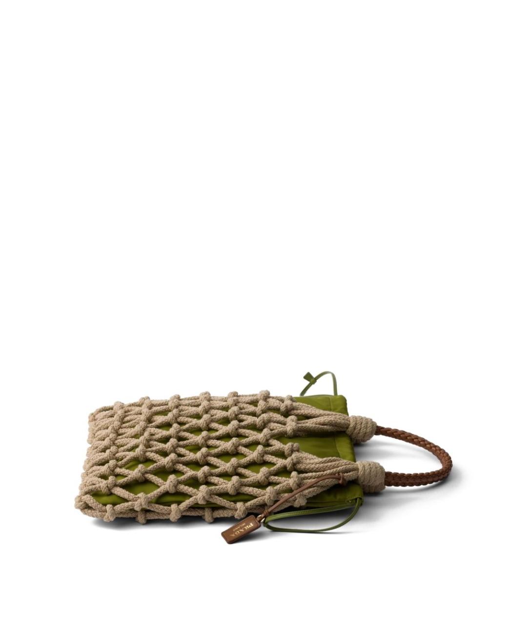 PRADA Зеленая тканевая сумка с короткими ручками, фото 2