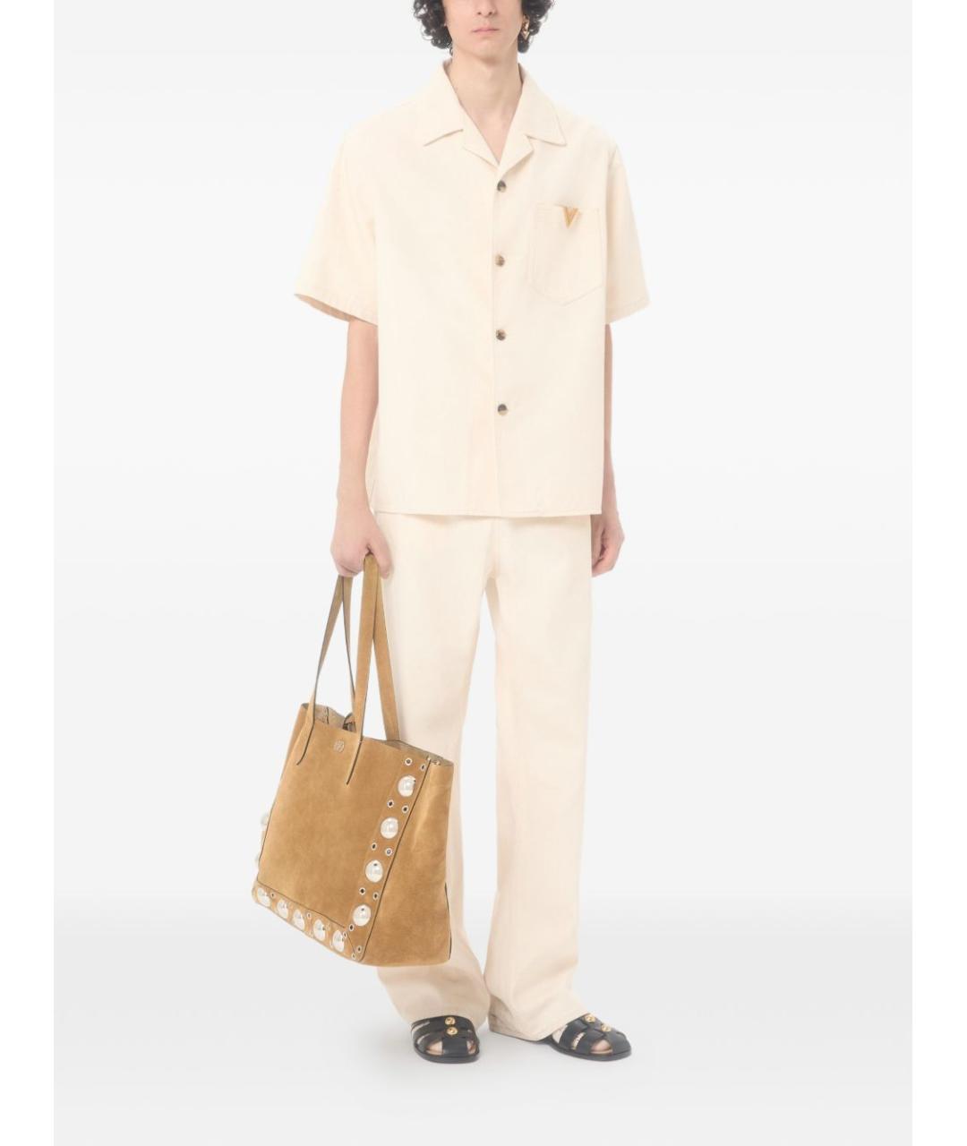 VALENTINO Бежевая хлопковая кэжуал рубашка, фото 5
