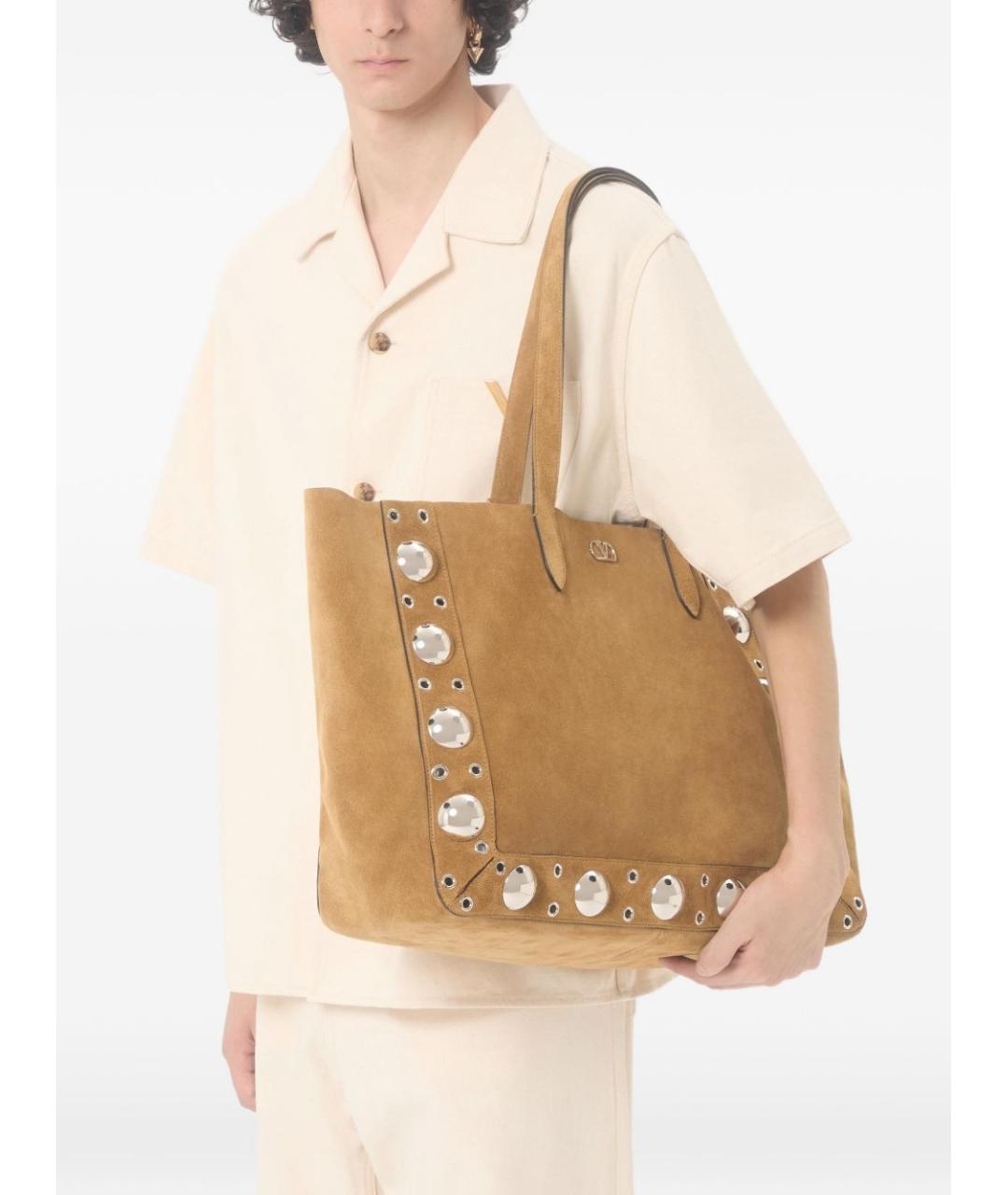 VALENTINO Бежевая хлопковая кэжуал рубашка, фото 7