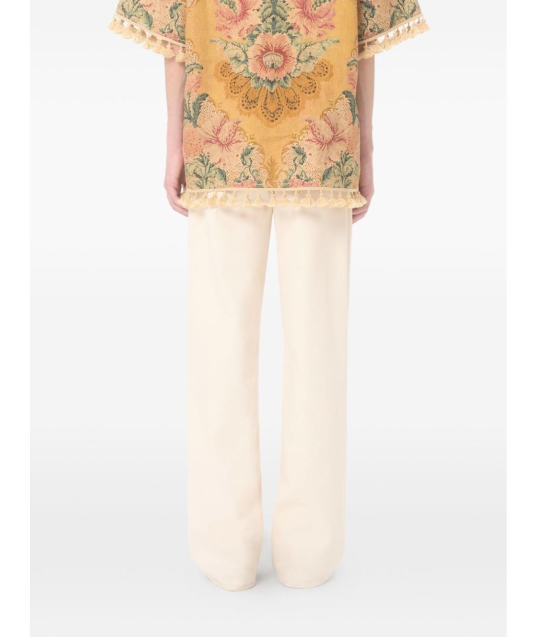 VALENTINO Бежевые хлопковые прямые джинсы, фото 2