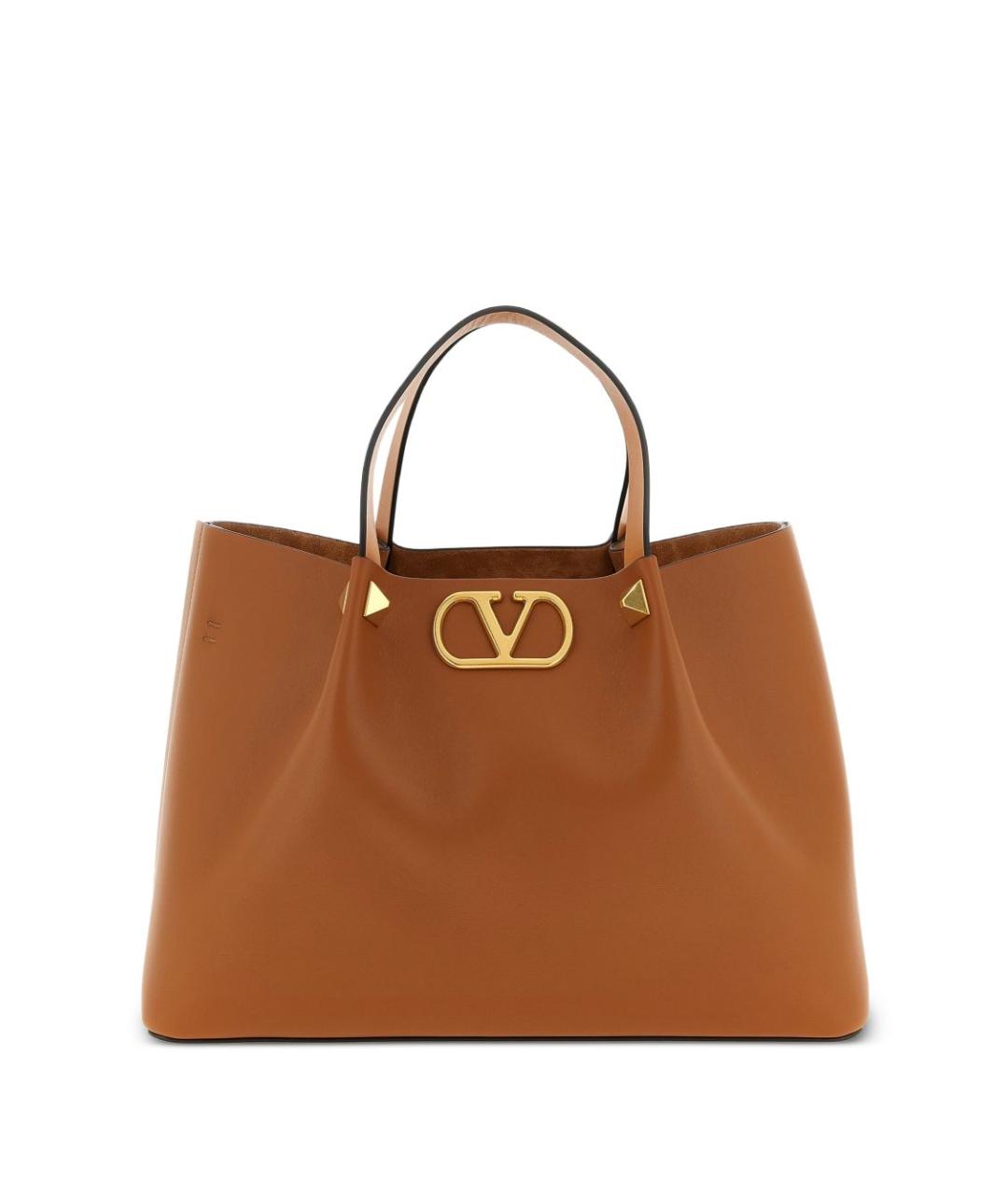 VALENTINO Коричневая кожаная сумка тоут, фото 1