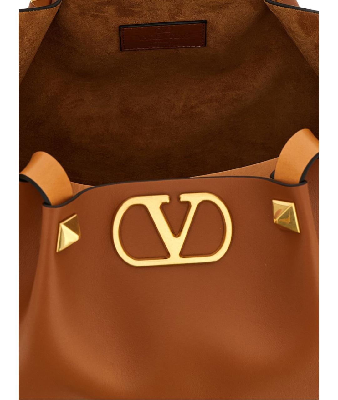 VALENTINO Коричневая кожаная сумка тоут, фото 2