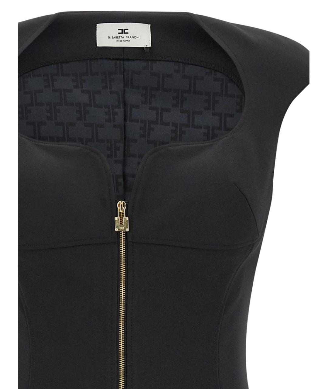 ELISABETTA FRANCHI Черное полиэстеровое повседневное платье, фото 3