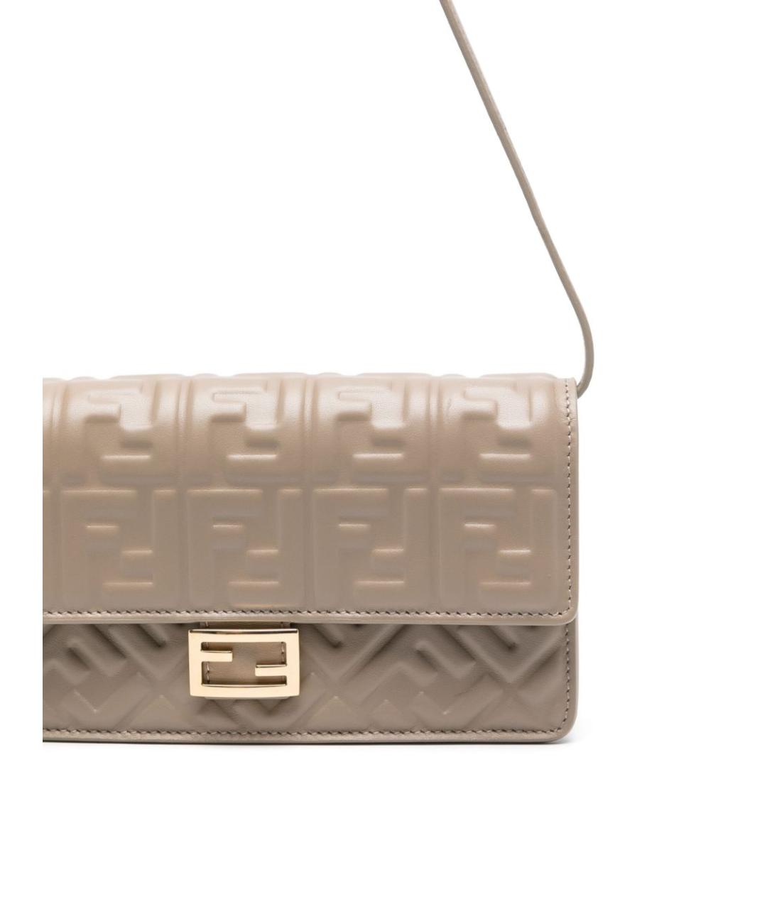 FENDI Бежевая кожаная сумка через плечо, фото 2