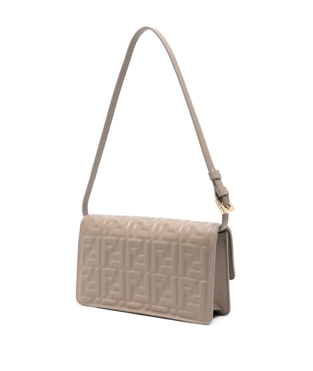 FENDI Бежевая кожаная сумка через плечо, фото 4